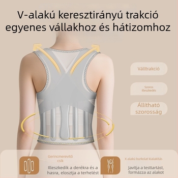 Szilikon testtartás-korrigáló öv, ultra vékony, láthatatlan, hónalji támasz, nyitott vállú, uniszex