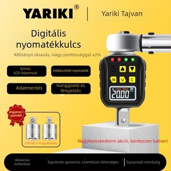Yarik digitális kijelzős nyomatékkulcs krom-vanádium acélból, nagy pontosságú, ±2% a keringés irányában, ±2,5% ellentétes irányban, súly 200 g