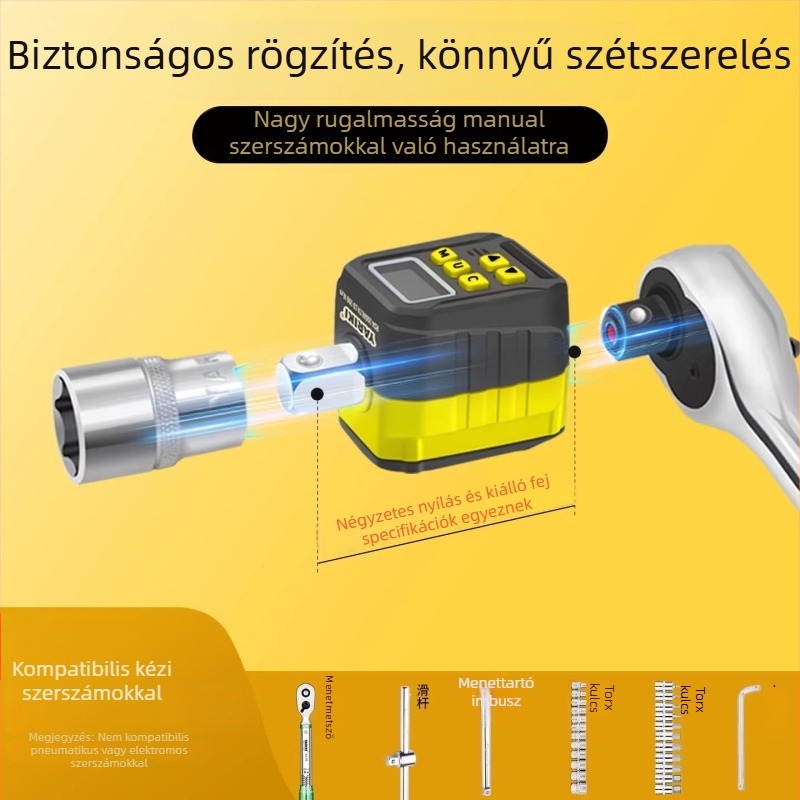 Yarik digitális kijelzős nyomatékkulcs krom-vanádium acélból, nagy pontosságú, ±2% a keringés irányában, ±2,5% ellentétes irányban, súly 200 g