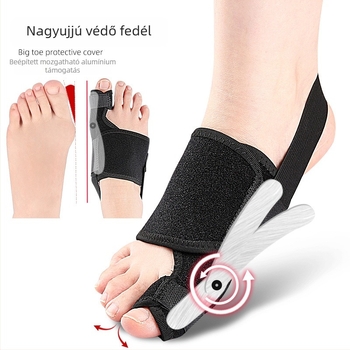 Lábujjvédő ujjvédő belső és külső elválasztókkal; anyagok: OK anyag, SBR, poliszter, alumíniumcsík, szilikon, Velcro; márka Foot Product Collection; használható minden évszakban.