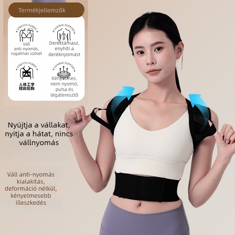Testtartás-korrekciós öv váll- és hát támogatással, mellkas kiemelés és gerinc egyenesítés