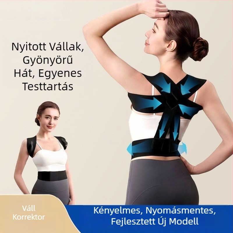 Testtartás-korrekciós öv váll- és hát támogatással, mellkas kiemelés és gerinc egyenesítés