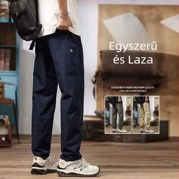 Férfiaknak szóló minimalist Harajuku stílusú szabadidőnadrág, tavasz–ősz, mindennapi viselet, japán hatás, művészi és lazán elegáns, új és sokoldalú