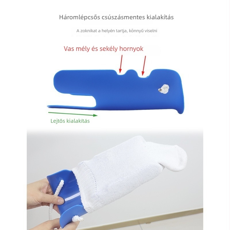 Beépített cipőhúzóval zoknifelhúzó segédeszköz idős és várandós nők számára — hajlításmentes kialakítás, egész éves használat
