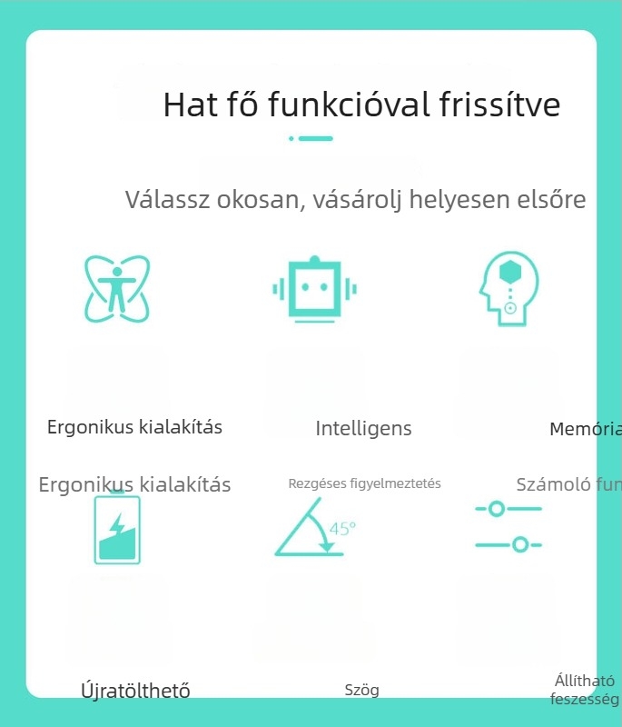 Induktív testtartás-korrekáló öv állítható szöggel – Modell 8823, CE tanúsítvány, forgalomba kerülés 2020-10, magáncímkés licencelhető