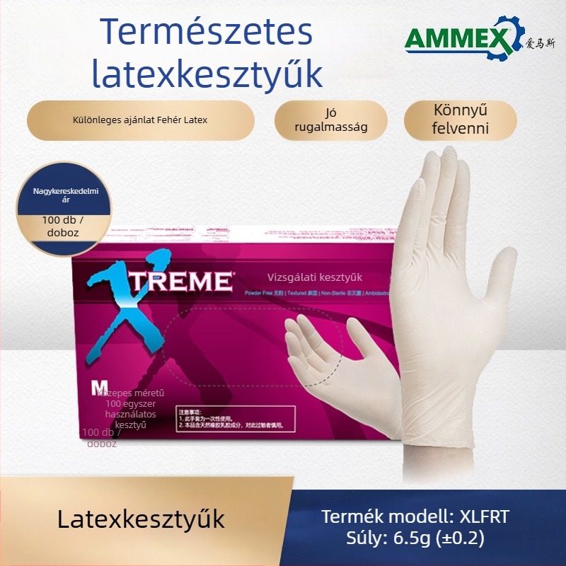 Ammex egyszer használatos kesztyűk, 10 doboz kartononként, ipari gyártásra, laboratóriumoknak, takarításra és személyi védelemre.