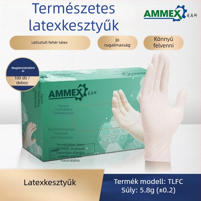 Ammex egyszer használatos kesztyűk, 10 doboz kartononként, ipari gyártásra, laboratóriumoknak, takarításra és személyi védelemre.