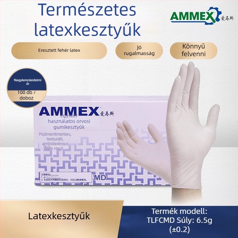 Ammex egyszer használatos kesztyűk, 10 doboz kartononként, ipari gyártásra, laboratóriumoknak, takarításra és személyi védelemre.