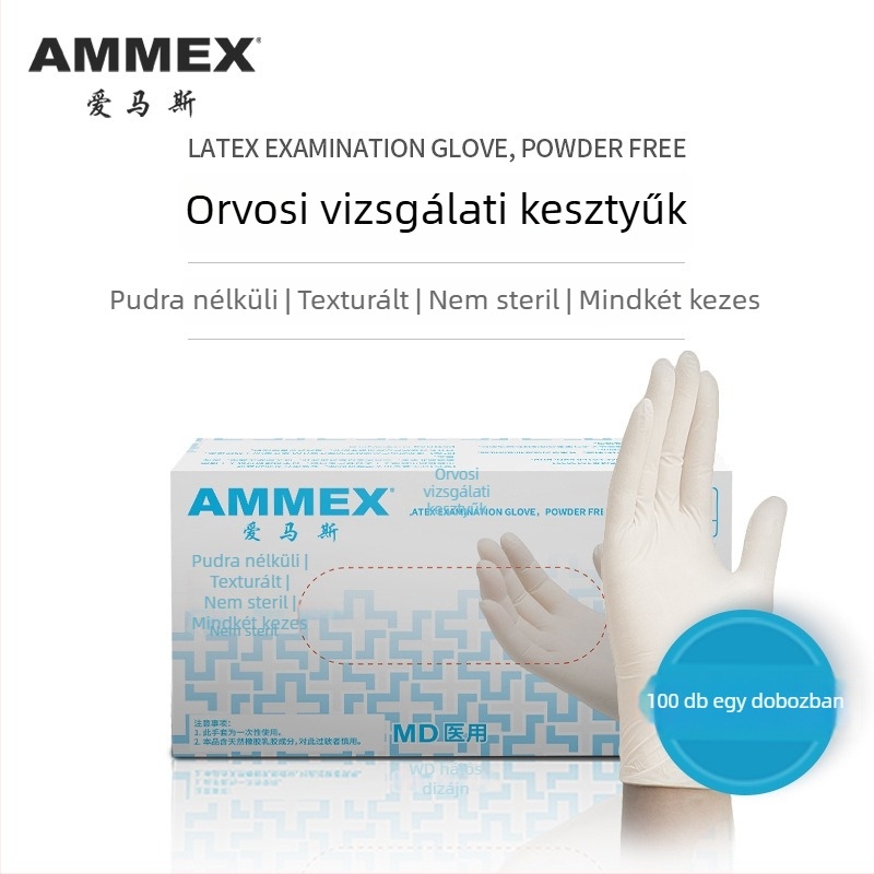 Ammex egyszer használatos kesztyűk, 10 doboz kartononként, ipari gyártásra, laboratóriumoknak, takarításra és személyi védelemre.