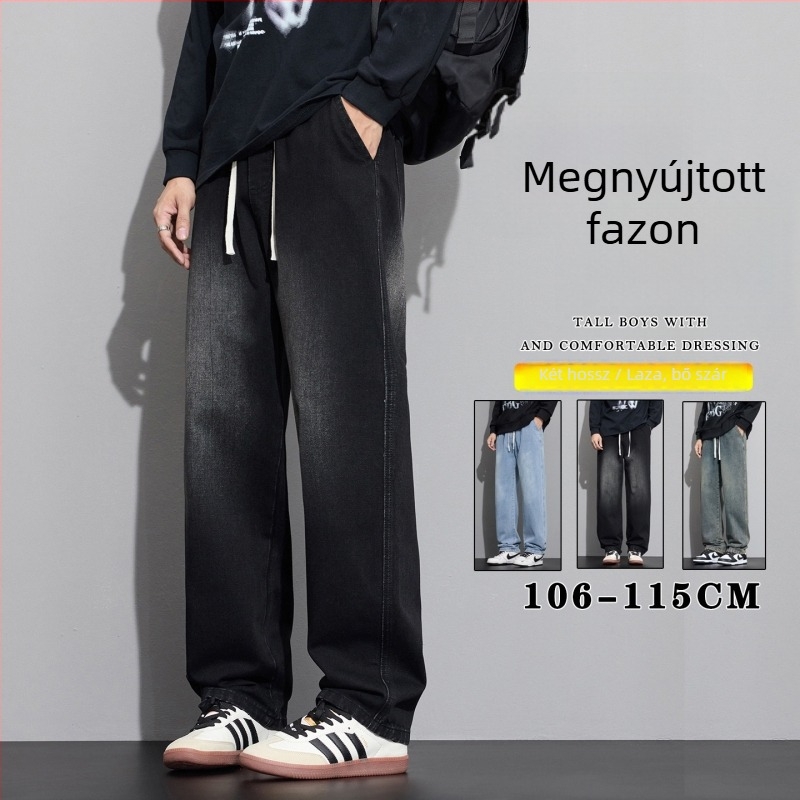 Retro férfi farmernadrág – egyenes, laza szabású, széles szárú, denim, amerikai utcai stílus