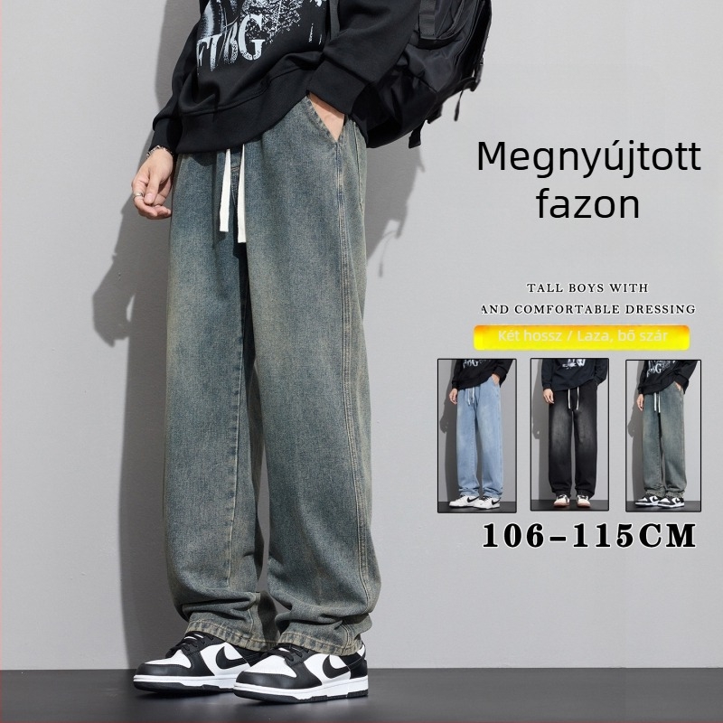 Retro férfi farmernadrág – egyenes, laza szabású, széles szárú, denim, amerikai utcai stílus