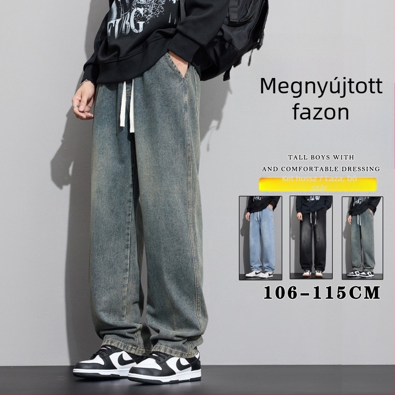 Retro férfi farmernadrág – egyenes, laza szabású, széles szárú, denim, amerikai utcai stílus