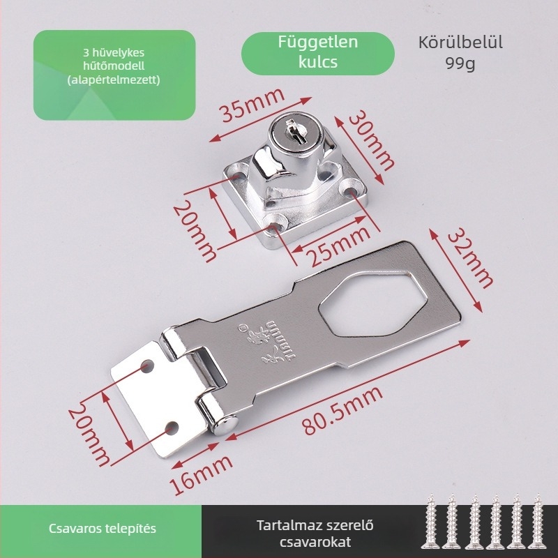 Zár típus: záras bútorzár furatmentes szereléshez — anyag: vas, felület: platírozott, stílus: modern minimalista, alkalmazás: szekrényekhez, fiókokhoz, ajtókhoz és gardróbokhoz