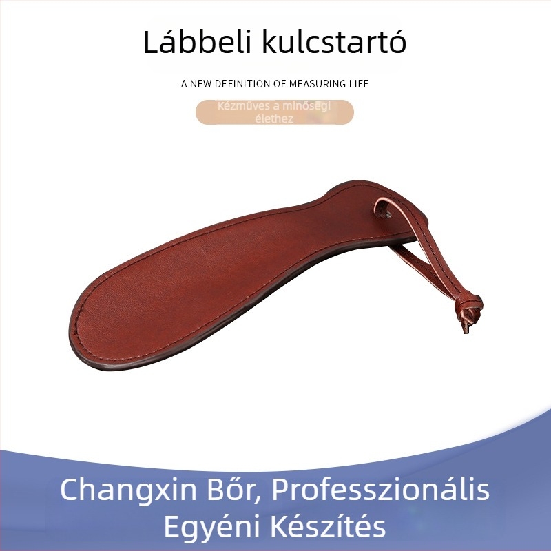 Uniszex cipőkanál kulcstartó, bőr, modern művészet stílus, önálló csomagolás