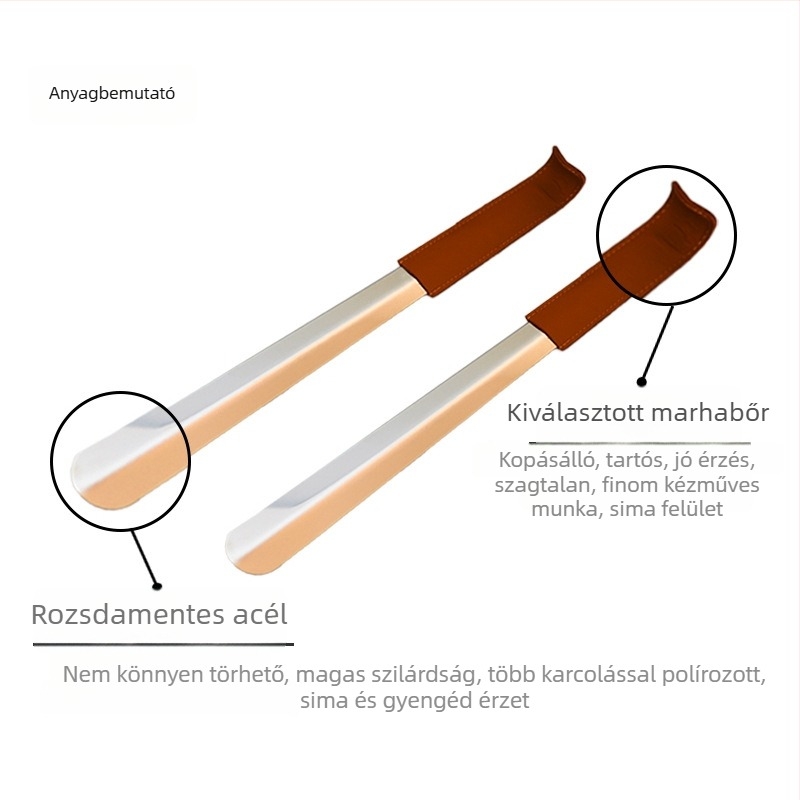 Kangbida fém cipőhúzó hosszú fogantyúval és valódi bőrtokkal (XB-0042)