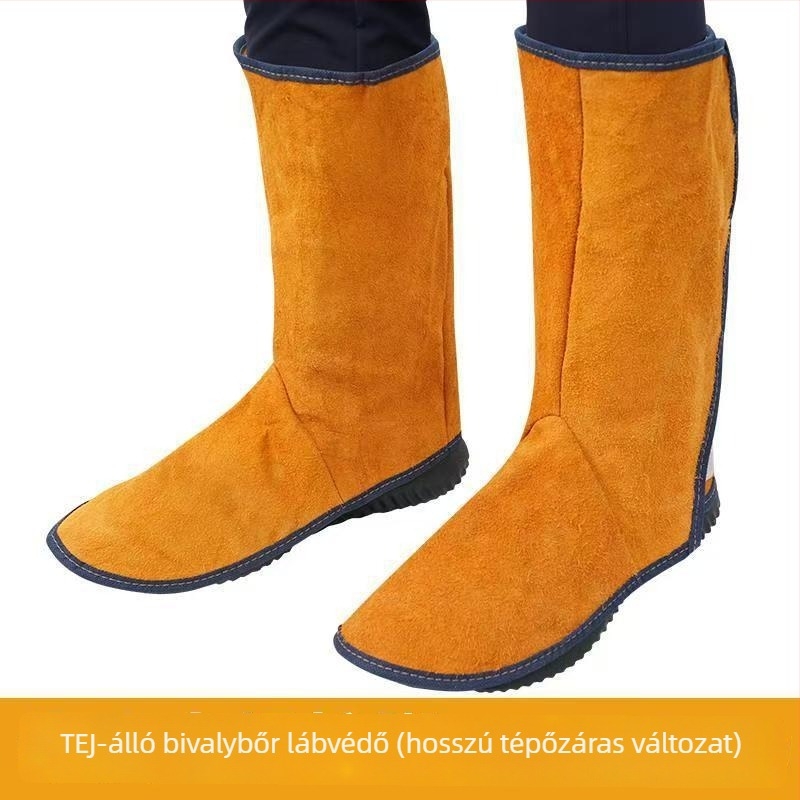 Hegesztő lábvédők teljes lábfedéssel, tehénbőrből készült, hőszigetelés és égésvédelmi funkcióval