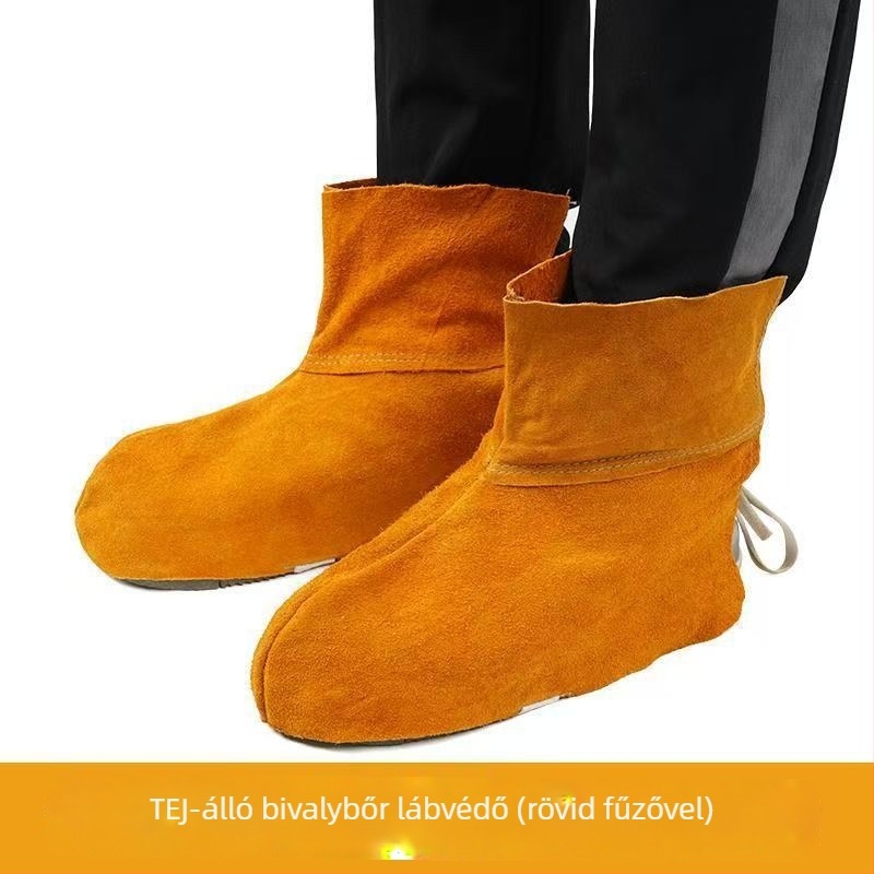 Hegesztő lábvédők teljes lábfedéssel, tehénbőrből készült, hőszigetelés és égésvédelmi funkcióval