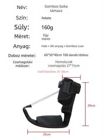 Lábfejdrop ortézis ív- és talptámogatással, éjszakai nyújtóöv a láb védelmére