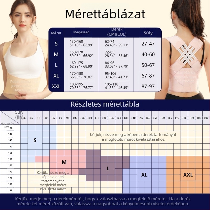 Állásjavító öv, intelligens állítható, kiváló minőségű, nylon-spandex anyag, modell 3X-T, hát számára