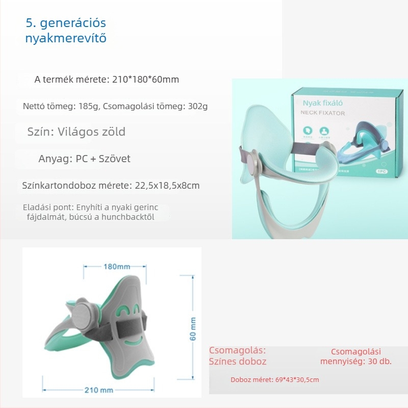 5. generációs nyaki sín előre dőlést korrigáló – PC+textil anyagú nyakvédő, fix támkeret, felnőttek és gyermekek számára