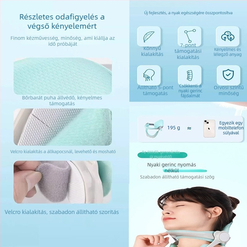 5. generációs nyaki sín előre dőlést korrigáló – PC+textil anyagú nyakvédő, fix támkeret, felnőttek és gyermekek számára