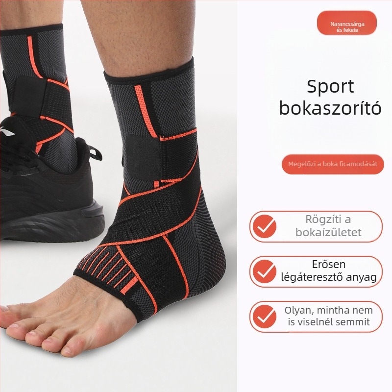 Bokarögzítő pánttal, kompresszióval és csúszásmentes felülettel kosárlabdához, futballhoz, ugrókötélhez, túrázáshoz és futáshoz – felnőttek bokatámasza