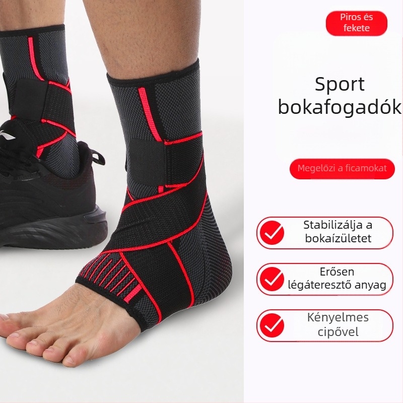 Bokarögzítő pánttal, kompresszióval és csúszásmentes felülettel kosárlabdához, futballhoz, ugrókötélhez, túrázáshoz és futáshoz – felnőttek bokatámasza