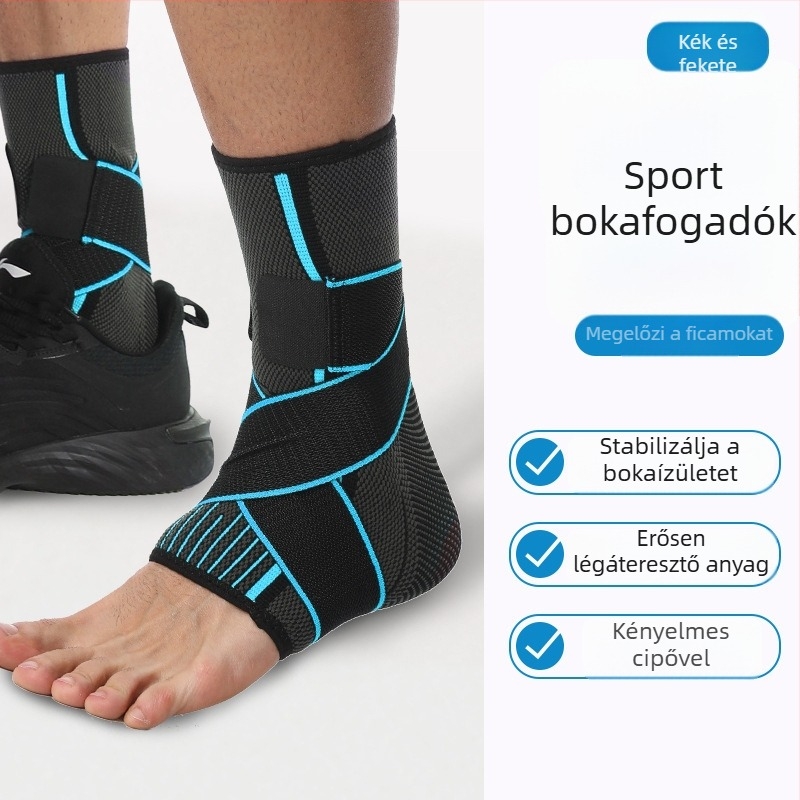 Bokarögzítő pánttal, kompresszióval és csúszásmentes felülettel kosárlabdához, futballhoz, ugrókötélhez, túrázáshoz és futáshoz – felnőttek bokatámasza