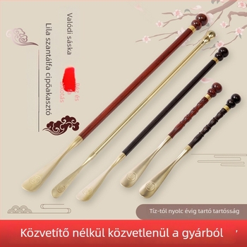 Cipőkanál hosszú nyéllel, tömör fából készült, modell Shoehorn, márka Shuofeng craftsmanship, termékkód 001