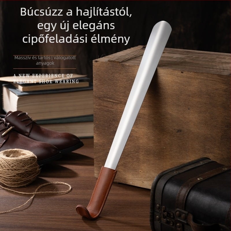 Bőrrel bevont rozsdamentes acél cipőhúzó hosszú nyéllel, modell XB-2354, Ming's virtue
