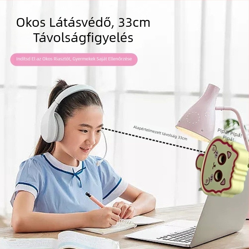 Gyermekek látásvédője és testtartás-korrektor, modell E2, CE tanúsítvány, közelségfigyelmeztetés, íróasztalhoz és házi feladatokhoz