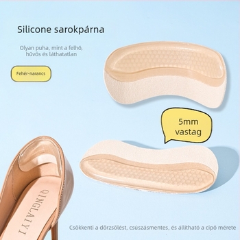 Szilikon anti-slip sarokpárna, Anti-scratch heel modell, sportcipőkhez, bőr cipőkhöz, papucsokhoz, hétköznapi és munkás cipőkhöz, félméretű talpbetét mindennapi használatra