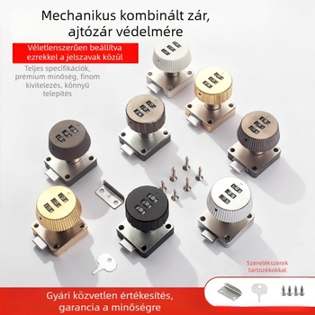 Zárkódos szekrényzár rejtett mechanikával | Fa ajtókhoz alkalmas | Anyag: cinkötvözet, ABS és mangán acél | Márka: Dingsen | Stílus: modern minimalist
