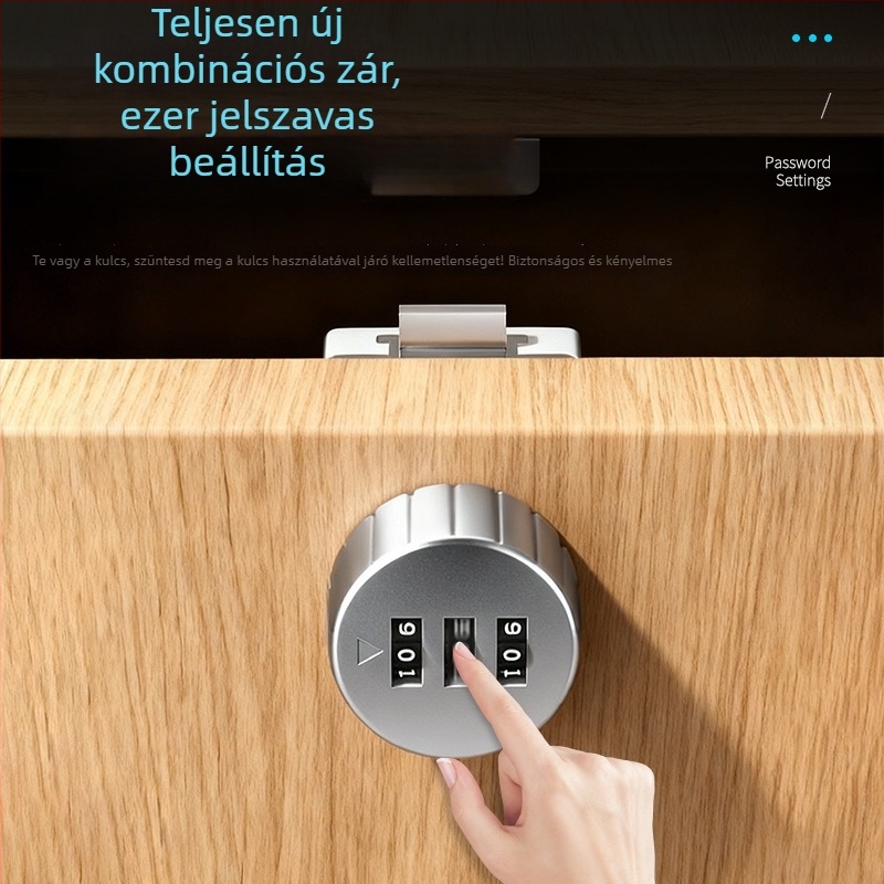 Zárkódos szekrényzár rejtett mechanikával | Fa ajtókhoz alkalmas | Anyag: cinkötvözet, ABS és mangán acél | Márka: Dingsen | Stílus: modern minimalist