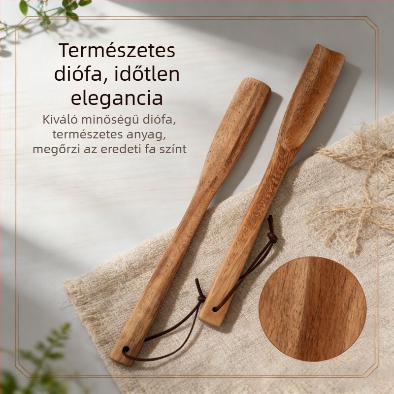 Diófából készült cipőhúzó hosszú nyéllel, otthoni használatra