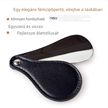 Rozsdamentes acél cipőkanál bőr díszítéssel – modell XB-0922, stílus: figura, minden évszakhoz alkalmas