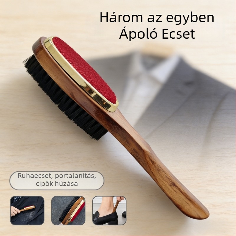 Háromfunkciós ruhatisztító kefé, modell Shoe Horn, stílus egyenes nyél, Lineneng