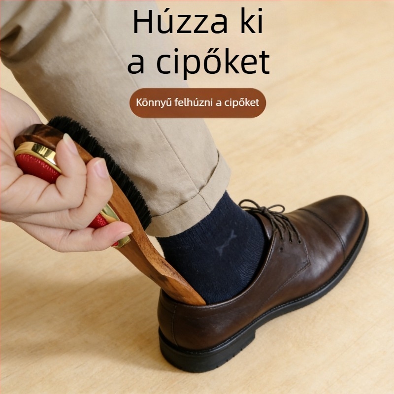 Háromfunkciós ruhatisztító kefé, modell Shoe Horn, stílus egyenes nyél, Lineneng