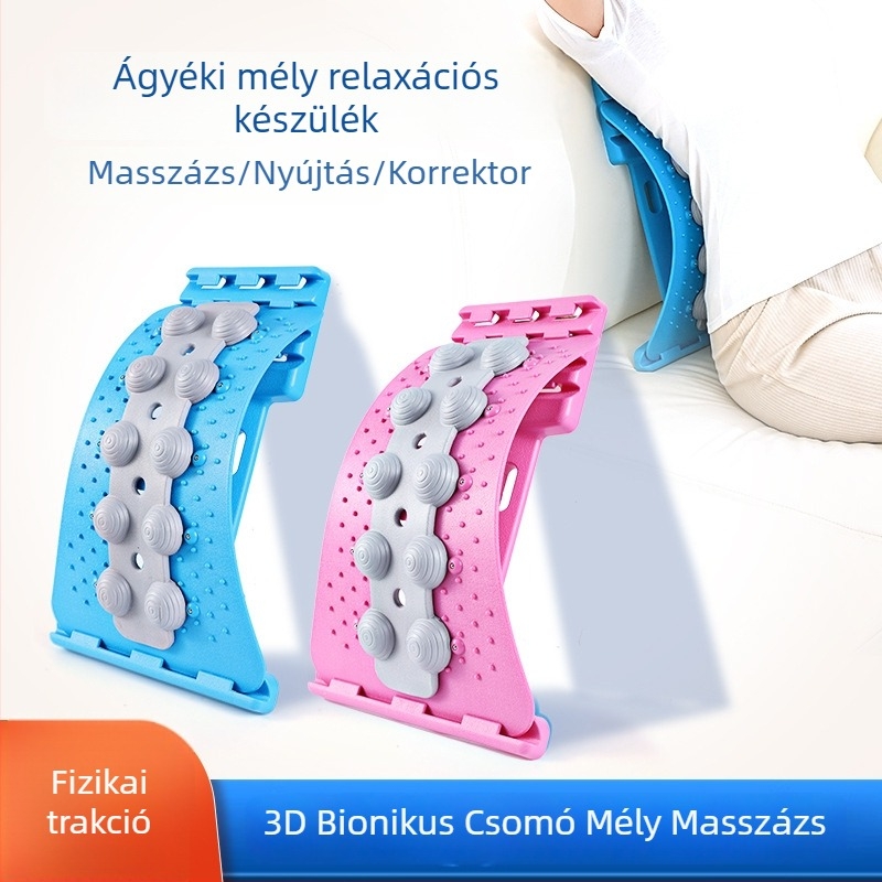 Ágyéki gerinc fizioterápiás eszköz hátmasszázzsal, mellkas tartásjavítással és oldalsó nyújtással.