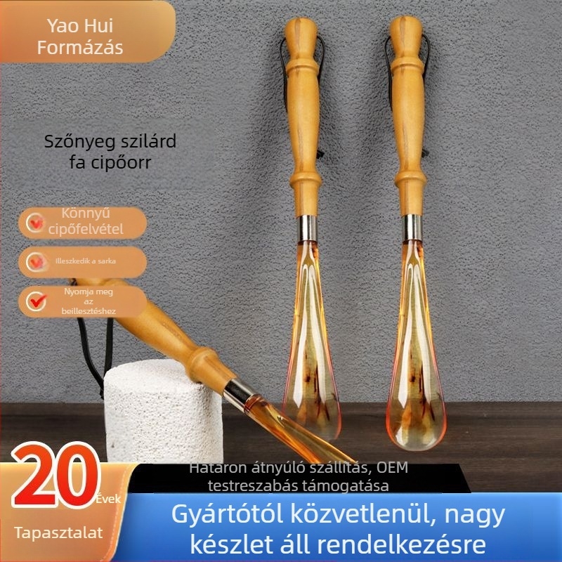 Cipőhúzó egyenes fogantyúval, lotusfa + gyanta, modell 80452, háztartási használatra, megfelelő idős személyeknek és várandós nőknek, minden évszakban