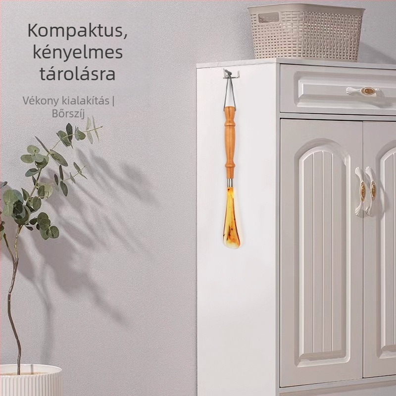 Cipőhúzó egyenes fogantyúval, lotusfa + gyanta, modell 80452, háztartási használatra, megfelelő idős személyeknek és várandós nőknek, minden évszakban