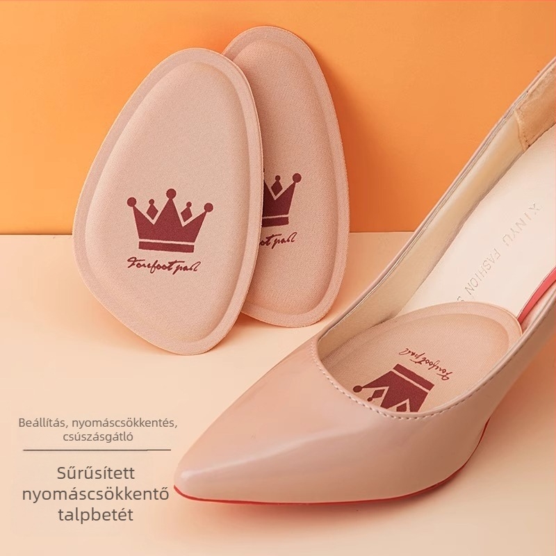 Szilikon elülső talpbetét magas sarkúhoz — modell 8546; csúszásmentes; kompatibil sportcipőkhöz, bőr cipőhöz, bakancsokhoz, hétköznapi lábbelikhez; egész éves használatra