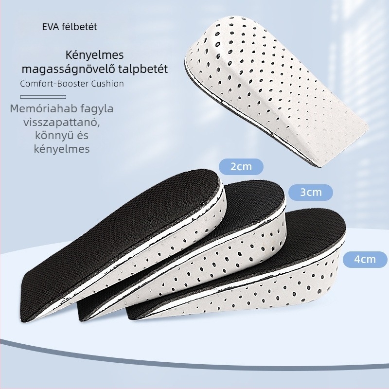 Magasságot növelő félbetét, légáteresztő háló + memóriahab + EVA, belső talp
