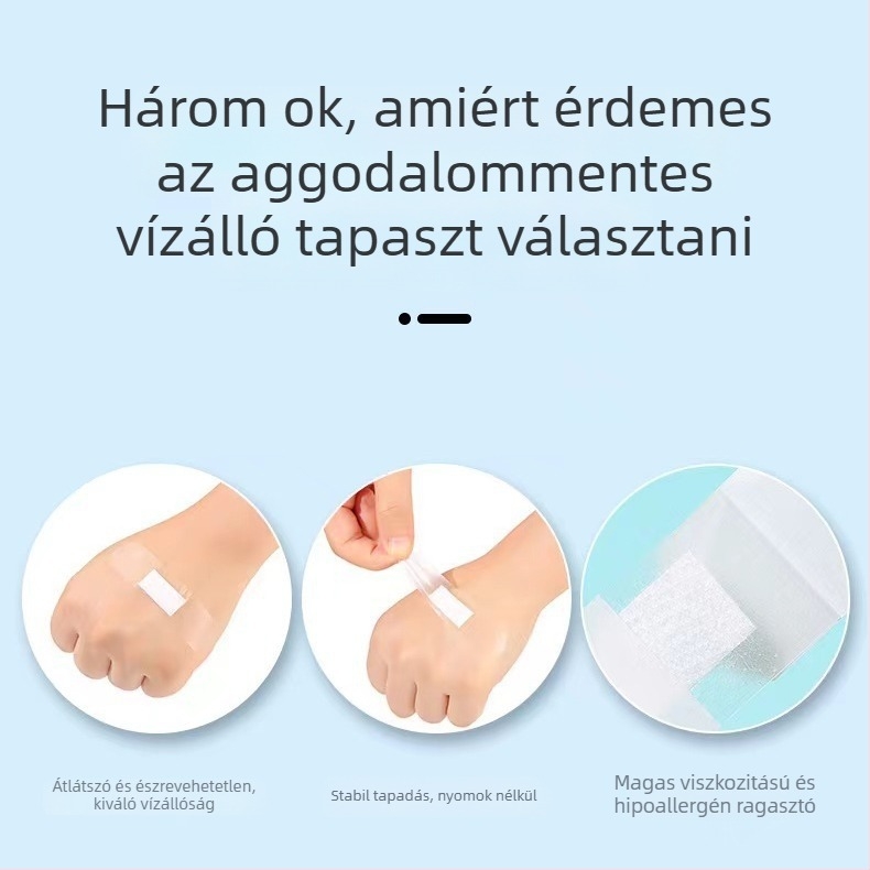 Egyszer használatos vízálló gyerekeknek tapaszok, átlátszó és lélegző, 60 darabos dobozban