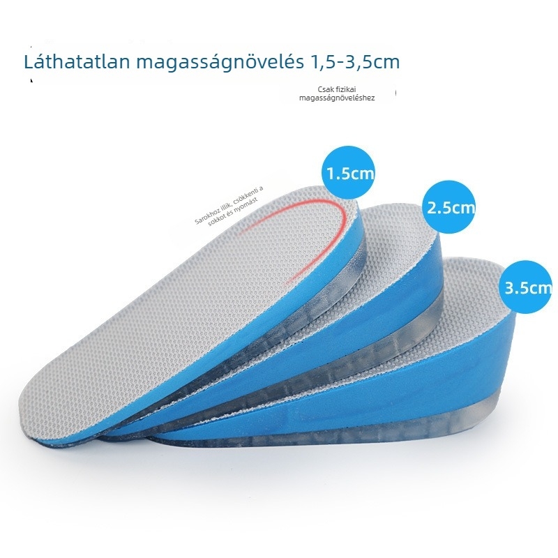 Magasságot növelő talpbetét hálós anyagú PU és gél összetevőkkel — fél sarok alátámasztás, mindennapi stílus, uniszex