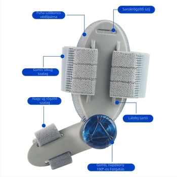 Uniszex ortopédiai toe separator nagy lábujjhoz, nappal- és éjjel használható állítható gombbal, modell 002, TPR anyag