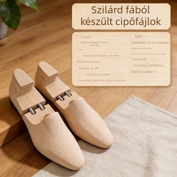 Fából készült cipőfa, kibővíthető és állítható, bőr cipők számára, modell XB-2588