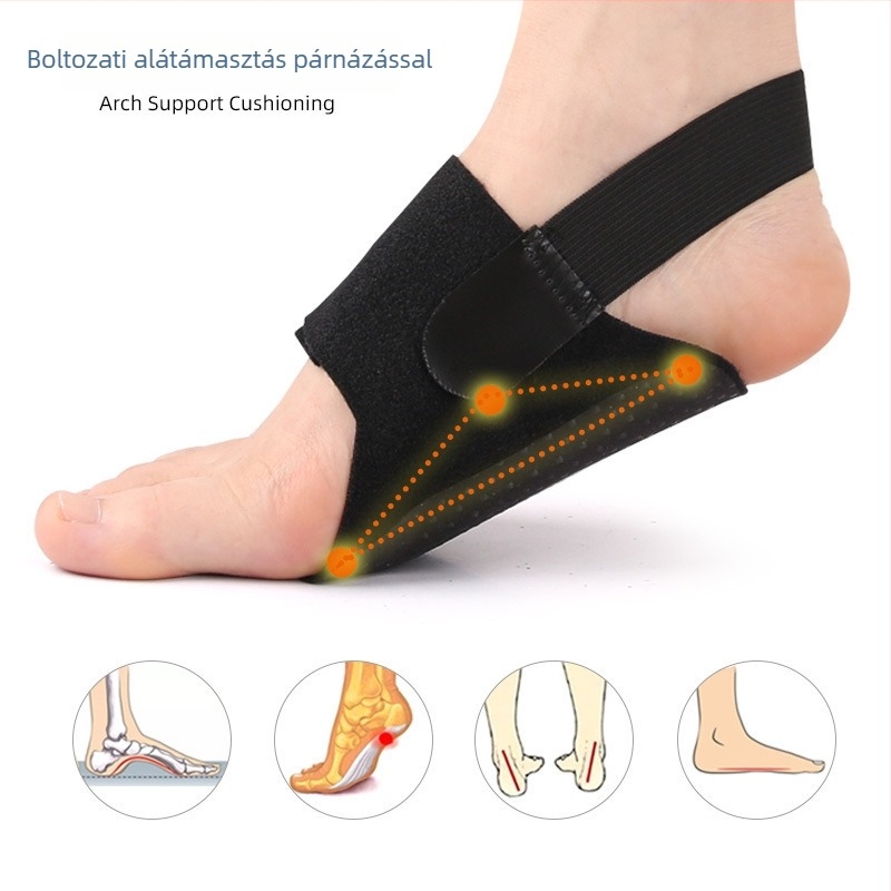 Feet Awake ortopéd talpbetét boltozat számára, sík boltozat-támogatás, csúszásmentes szemcsés masszázs talpbetét, fekete, egy méret