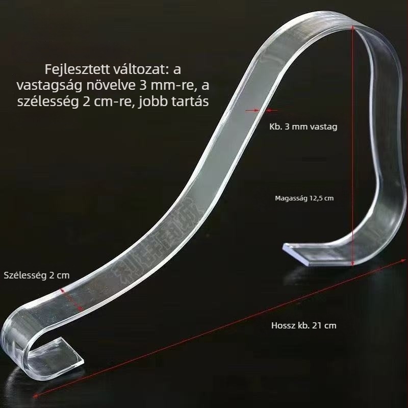 Átlátszó akril cipőkiállító állvány belső elasztikus támaszokkal – alkalmas szandálokra, textilecípőkre és egyéb lábbelikhez