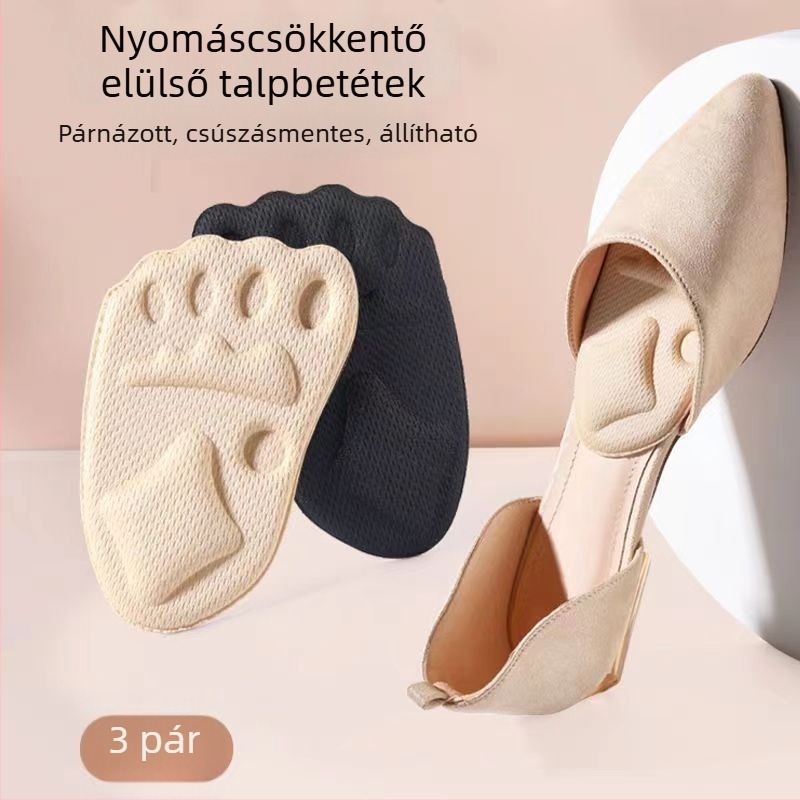 Öntapadós elülső talpbetét – csúszásmentes, fájdalomcsillapító, nedvszívó, puha talp, ötujjas modell